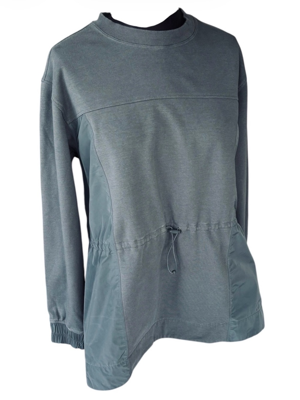 ⁠Athleta Coaster Luxury Crew Sweatshirt Pullover Drawstring Khaki Gray S⁠